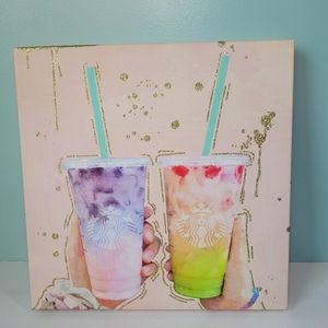 Fruity Drinks by Oliver Gal Siren 14" x 14" Wrapped Canvas Art Gold Glitter HTF